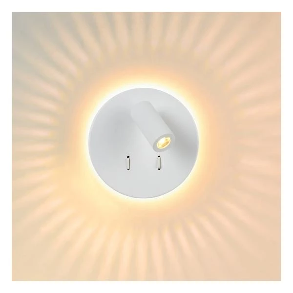 Lucide BENTJER - Bedlamp / Wandlamp - Ø 14 cm - LED - 3000K - Wit - detail 4